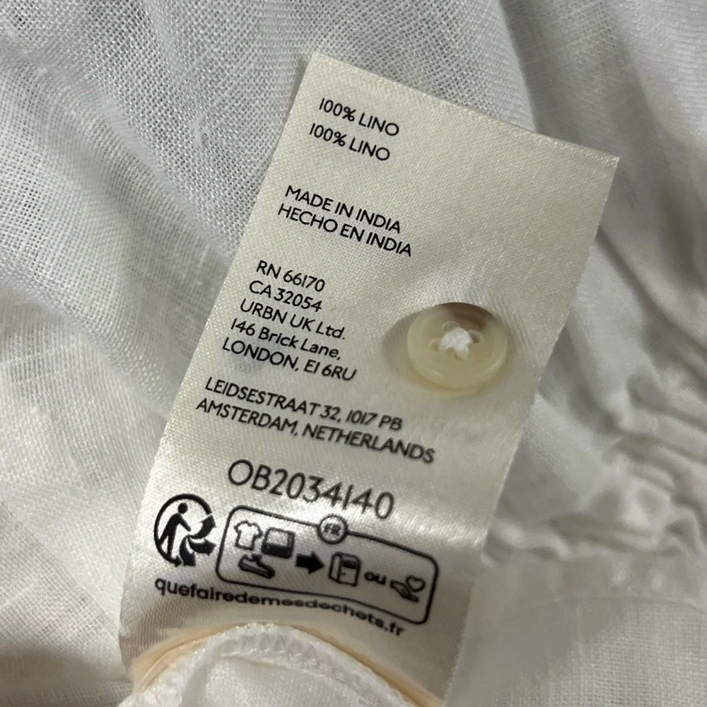 Pilcro by Anthropologie The Tallulah Linen Double Puff-Sleeve Blouse White Sz XS